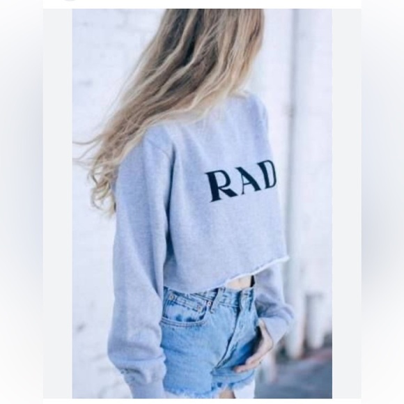 John Galt by Brandy Melville Cropped RAD sweatshirt size small - Picture 2 of 6